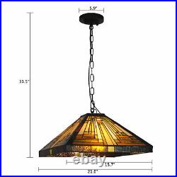Retro Vintage Stained Glass Pendant Lamp LED Ceiling Fixture Hanging Light New