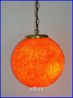 Rock Candy Resin Swag Lamp Hanging Vintage Mid Century MCM Orange spaghetti