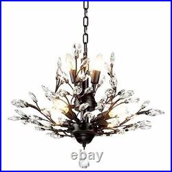 SEOL-Light Vintage Crystal Branch Chandeliers Black Ceiling Pendant Light