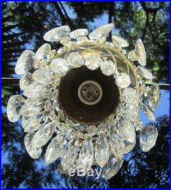 SWAG plugin Vintage Glass crystal Cherub hanging Lamp Chandelier brass plt 1of2