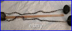 Set 2 Vintage MCM Hollywood Regency Deco Hanging Clear & Frosted Swag Lamps
