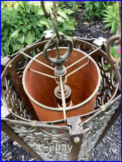 Set Of 2 MCM Hollywood Regency Gothic Hanging Swag Lamp Light Wild Looking VTG