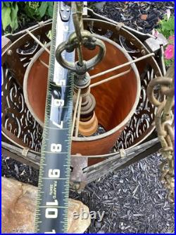 Set Of 2 MCM Hollywood Regency Gothic Hanging Swag Lamp Light Wild Looking VTG