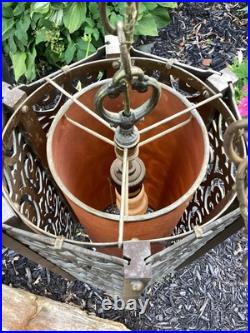 Set Of 2 MCM Hollywood Regency Gothic Hanging Swag Lamp Light Wild Looking VTG