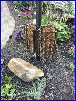 Set Of 2 MCM Hollywood Regency Gothic Hanging Swag Lamp Light Wild Looking VTG