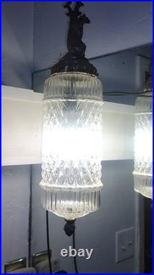 Set Of 2 hollywood regency glass swag lamps