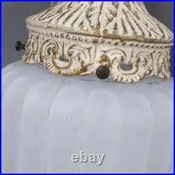 Set of 2 Swag Pendant Hanging Lamp Light Chain Ribbed Glass Vintage MCM