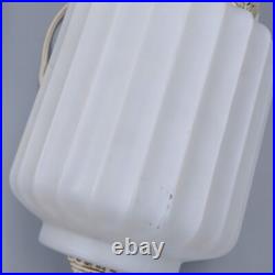Set of 2 Swag Pendant Hanging Lamp Light Chain Ribbed Glass Vintage MCM