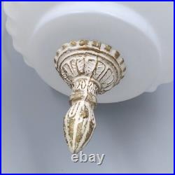 Set of 2 Swag Pendant Hanging Lamp Light Chain Ribbed Glass Vintage MCM