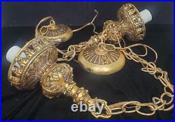 Set of Fredrick Raymond VTG Brass Hanging pendant Lamp Light fixtures No globes