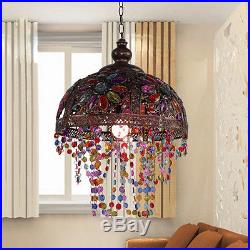 Shade Hanging Light Fixture Vintage Tiffany Style Stained Glass Chandelier Lamp