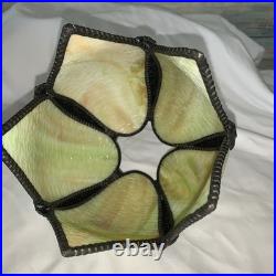 Slag Glass Tulip shape Green White Shade Pendant Light Lamp Vtg MCM 5 Panels Slag Glass Tulip shape Green White Shade Pendant Light Lamp Vtg MCM 5 Panels