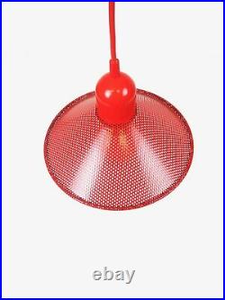 Small Red 80s Postmodern Vintage Memphis Sottsass Hanging Ceiling Lamp Pendant
