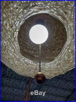 Spaghetti Swag Lamp Spun Clear White Acrylic Lucite 14 Hanging Works Vintage