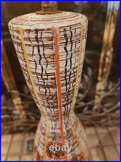Stunning Vintage MCM Glazed Ceramic Island Pendant Pottery Diabolo Swag Lamps