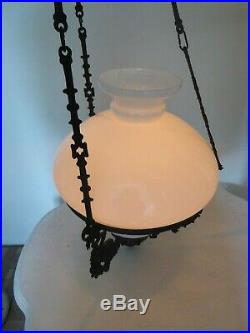Stunning Vintage antique hanging oil lamp with Royal Brenner burner
