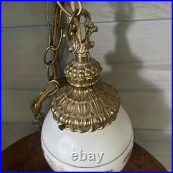 Swag Frosted Glass Light Fixtures, Hollywood Regency, MCM, Vintage Light