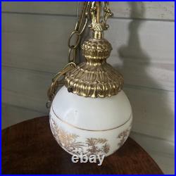 Swag Frosted Glass Light Fixtures, Hollywood Regency, MCM, Vintage Light