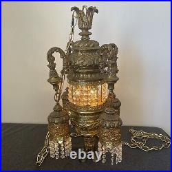 Swag Hanging Lamp 4 Arms Waterfall Prisms Vintage