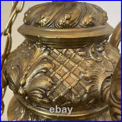 Swag Hanging Lamp 4 Arms Waterfall Prisms Vintage