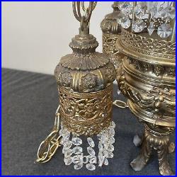 Swag Hanging Lamp 4 Arms Waterfall Prisms Vintage