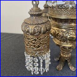 Swag Hanging Lamp 4 Arms Waterfall Prisms Vintage