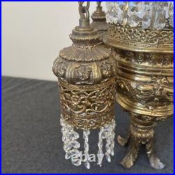 Swag Hanging Lamp 4 Arms Waterfall Prisms Vintage