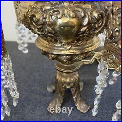 Swag Hanging Lamp 4 Arms Waterfall Prisms Vintage