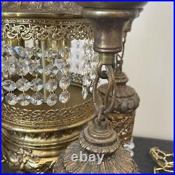 Swag Hanging Lamp 4 Arms Waterfall Prisms Vintage