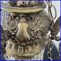 Swag Hanging Lamp 4 Arms Waterfall Prisms Vintage