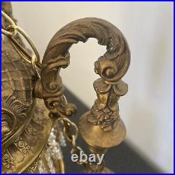 Swag Hanging Lamp 4 Arms Waterfall Prisms Vintage