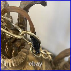 Swag Hanging Lamp 4 Arms Waterfall Prisms Vintage