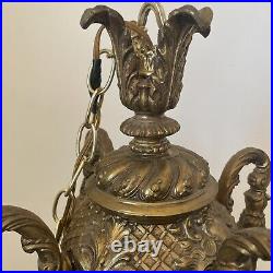 Swag Hanging Lamp 4 Arms Waterfall Prisms Vintage