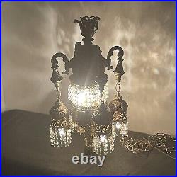 Swag Hanging Lamp 4 Arms Waterfall Prisms Vintage