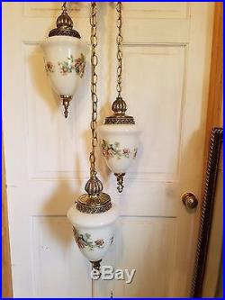 Swag Lamp Hanging Chain Light 3 Tier Chandelier Vintage Hollywood Regency Gold