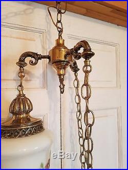 Swag Lamp Hanging Chain Light 3 Tier Chandelier Vintage Hollywood Regency Gold