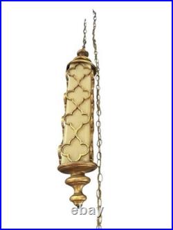 Swag Lamp Hanging Light Hollywood Regency Mid Century Modern Long Pendant