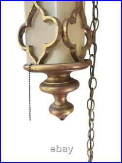 Swag Lamp Hanging Light Hollywood Regency Mid Century Modern Long Pendant