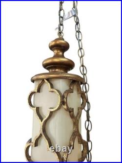 Swag Lamp Hanging Light Hollywood Regency Mid Century Modern Long Pendant