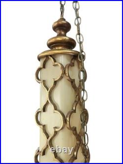 Swag Lamp Hanging Light Hollywood Regency Mid Century Modern Long Pendant