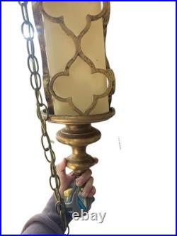 Swag Lamp Hanging Light Hollywood Regency Mid Century Modern Long Pendant