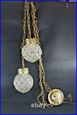 Swag Lamp Vintage Double Hanging Unusual Glass Globes Light Fixture retro MCM