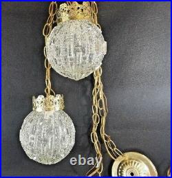 Swag Lamp Vintage Double Hanging Unusual Glass Globes Light Fixture retro MCM