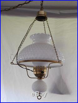Sweet vintage hanging french cottage milkglass shabby chic swag lamp light old