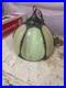This is a vintage Tiffany-style slag glass hanging lamp medium tulip