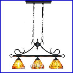 Tiffany Stained Glass Ceiling Pendant Light Fixture Vintage 3-light Hanging Lamp