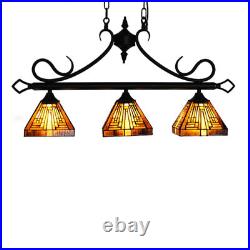 Tiffany Stained Glass Ceiling Pendant Light Fixture Vintage 3-light Hanging Lamp