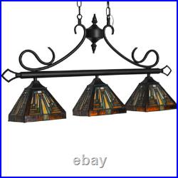 Tiffany Stained Glass Ceiling Pendant Light Fixture Vintage 3-light Hanging Lamp