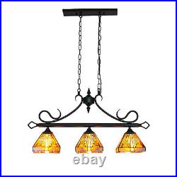 Tiffany Stained Glass Ceiling Pendant Light Fixture Vintage 3-light Hanging Lamp
