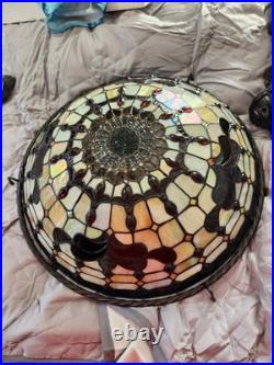 Tiffany Style Resin Stained Glass Hanging Lamp With Hardware To Hang EUC